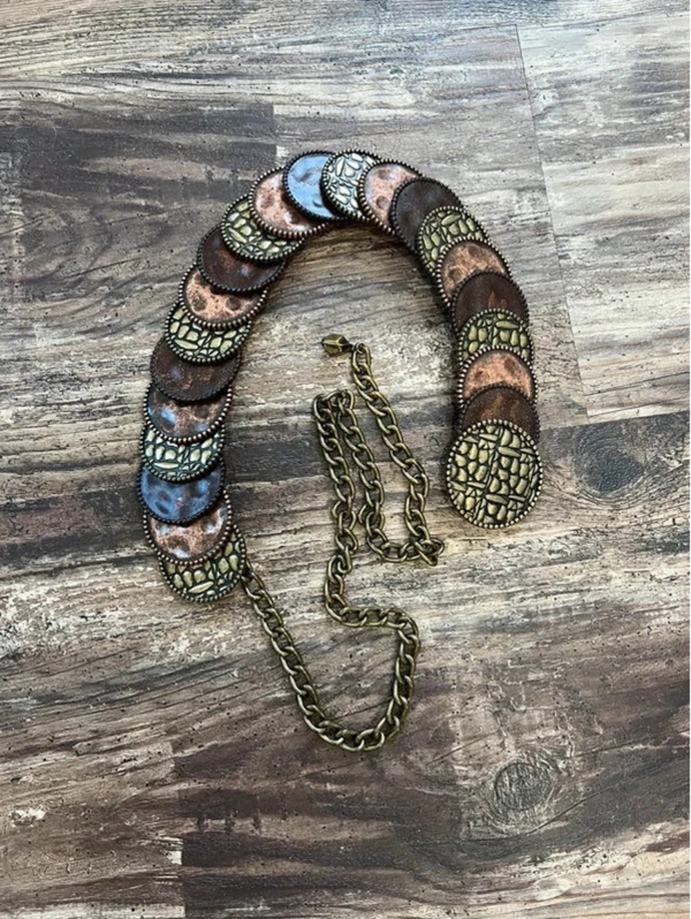Chico’s Mixed Metal Disc Medallion Belt Boho Y2K Statement Chain Belt
